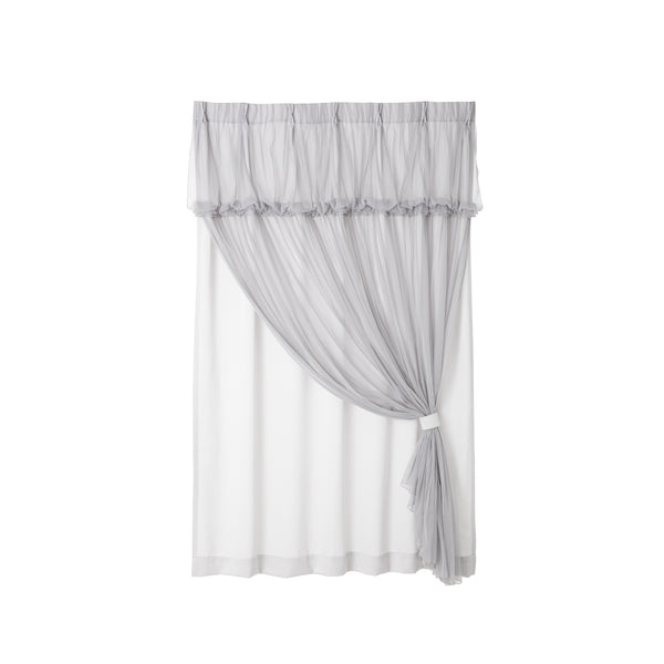チュールバルーン ダブルカーテン H1780×W1000 ライトグレー（レース