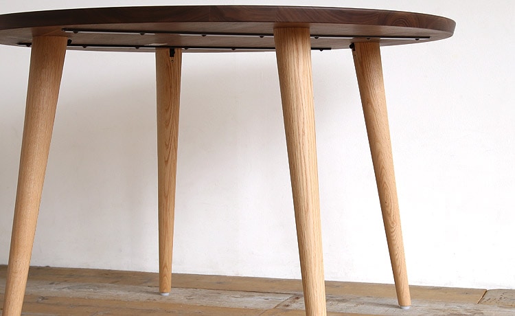 円形ダイニングテーブル ウォールナット オーク 無垢 幅105 120cm 高さ