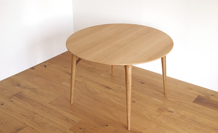 ラウンドテーブル 円形 100 110 120 高さ72cm オーク 無垢材 WHITE