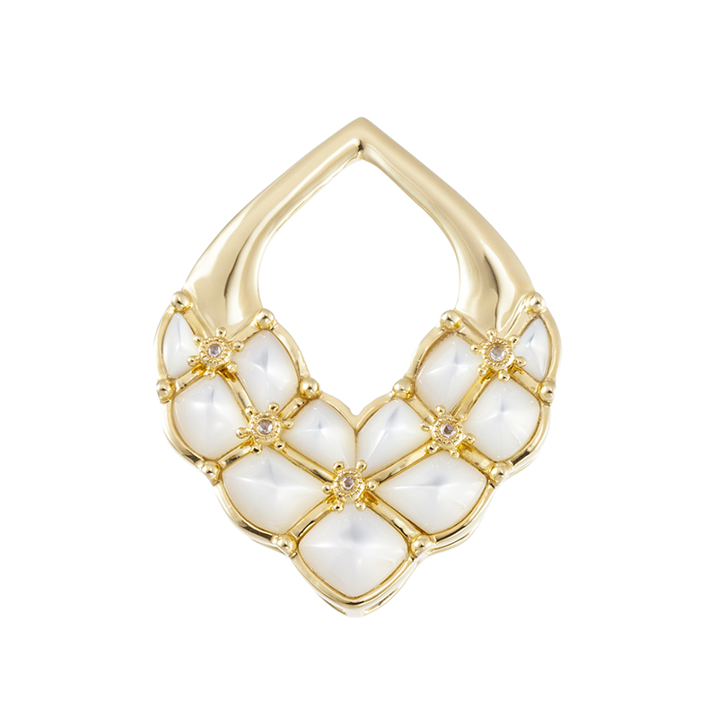 K18YG ダイヤモンド 白蝶貝 キルティング ペンダントトップ D 約0.01ct