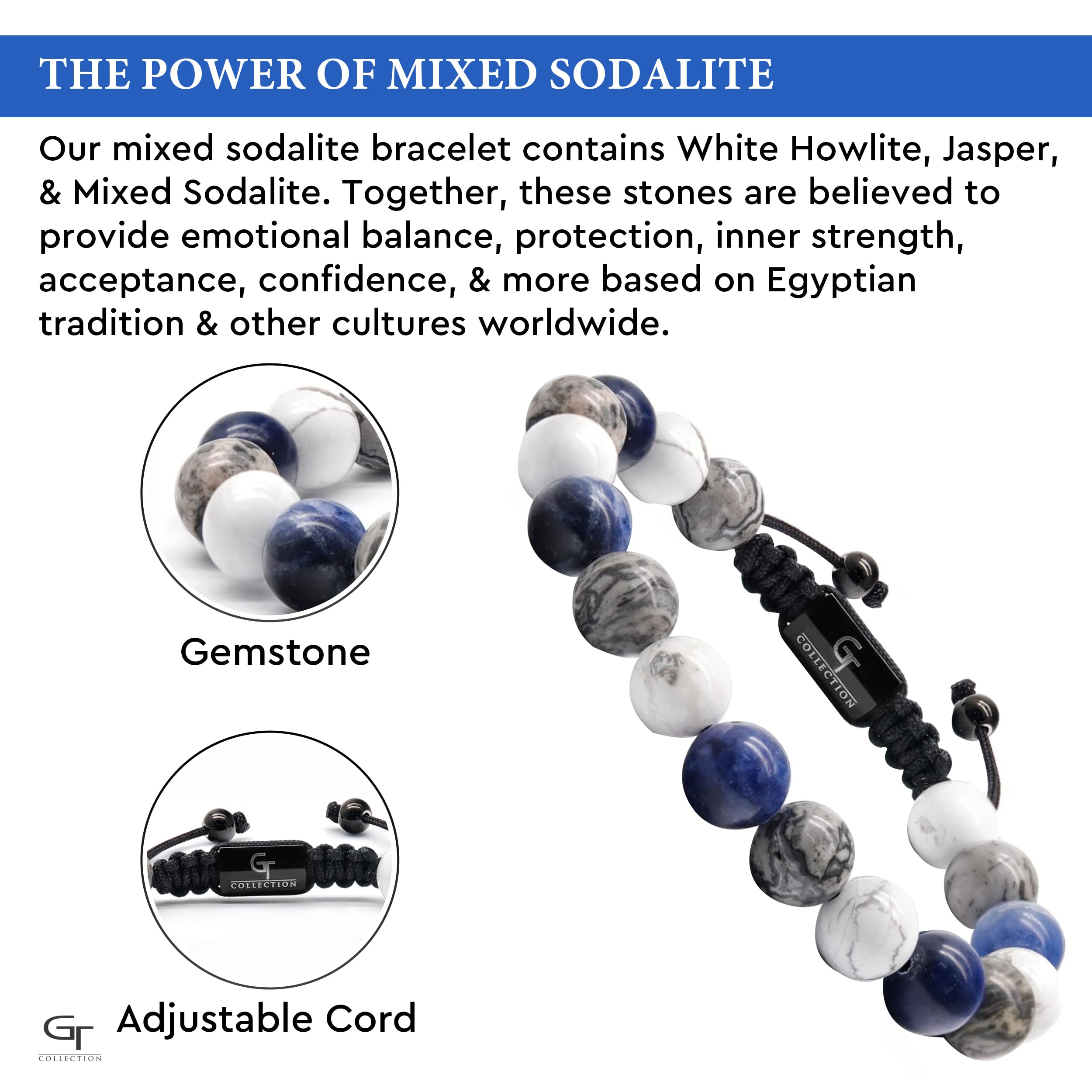 Men's Sodalite, Howlite, Jasper Beaded Bracelet – GT collection