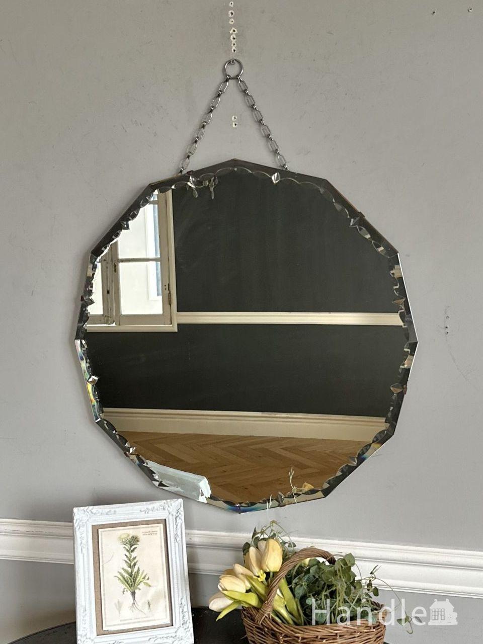 イギリスから届いたカッティングミラー、キラキラ輝く美しい壁掛け鏡(k