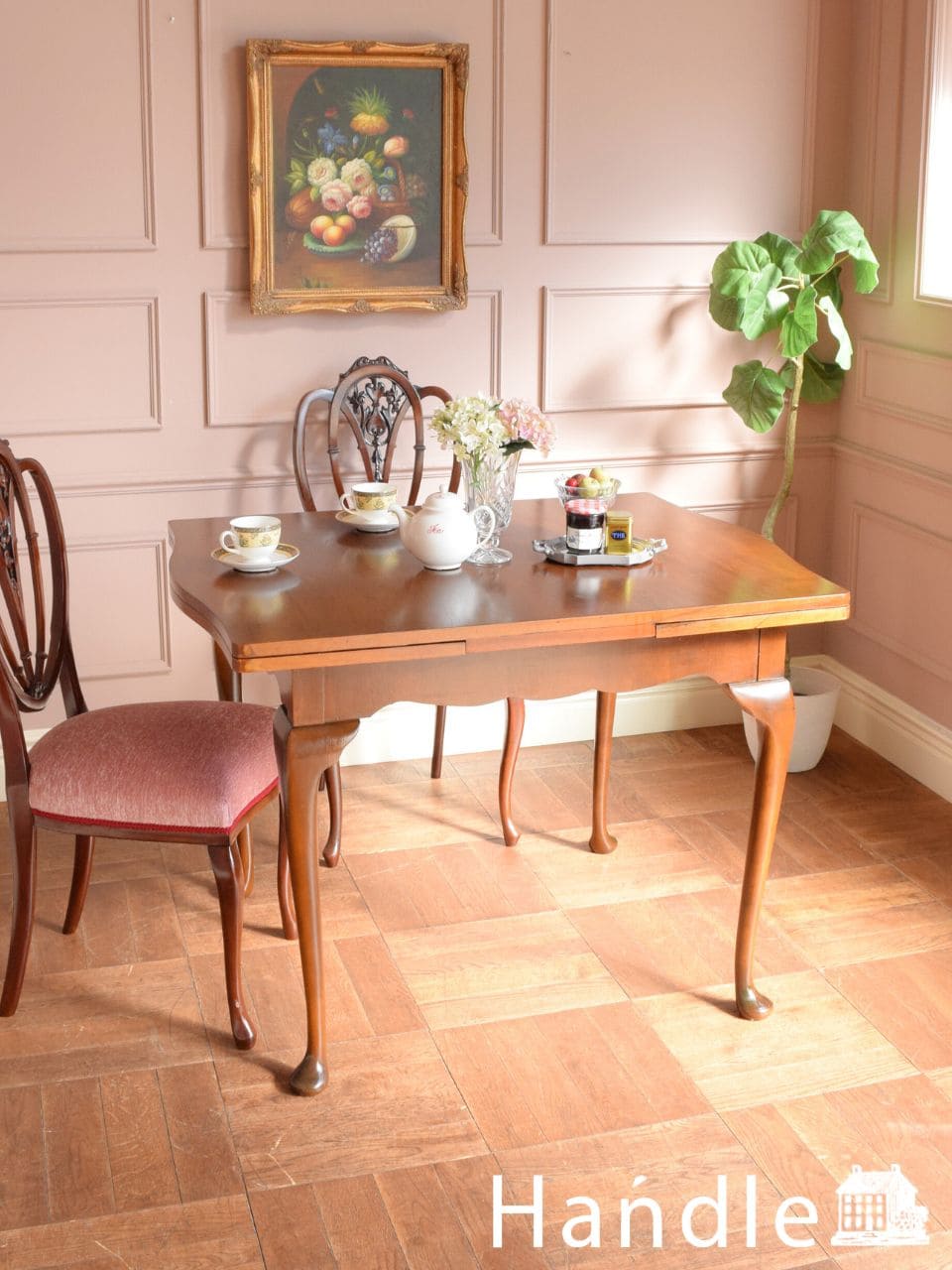 パイン材のアンティーク家具、引き出し付きダイニングテーブル(k-1831