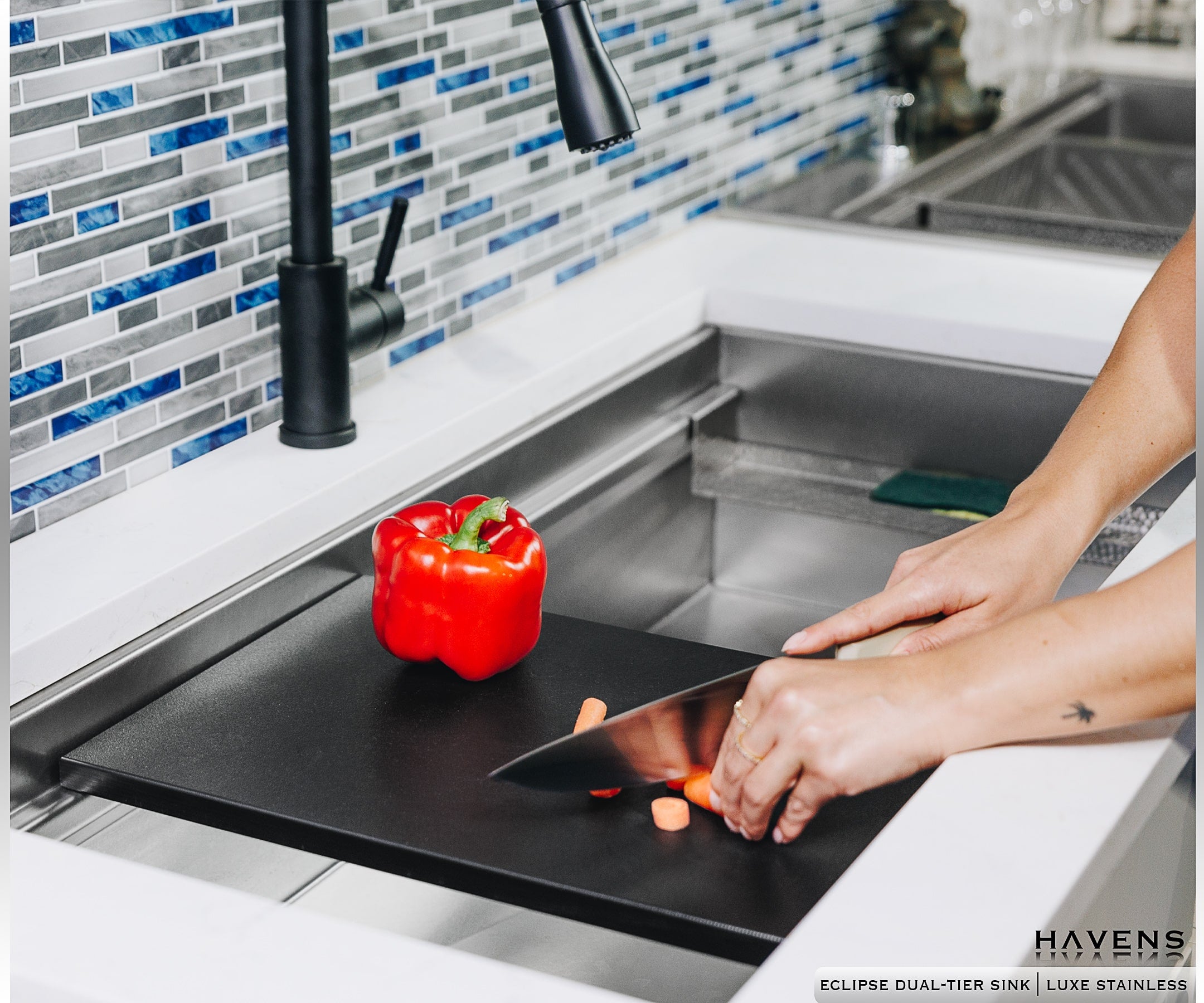 Eclipse Dual-Tier Sink - USA Made Stainless Steel - Havens