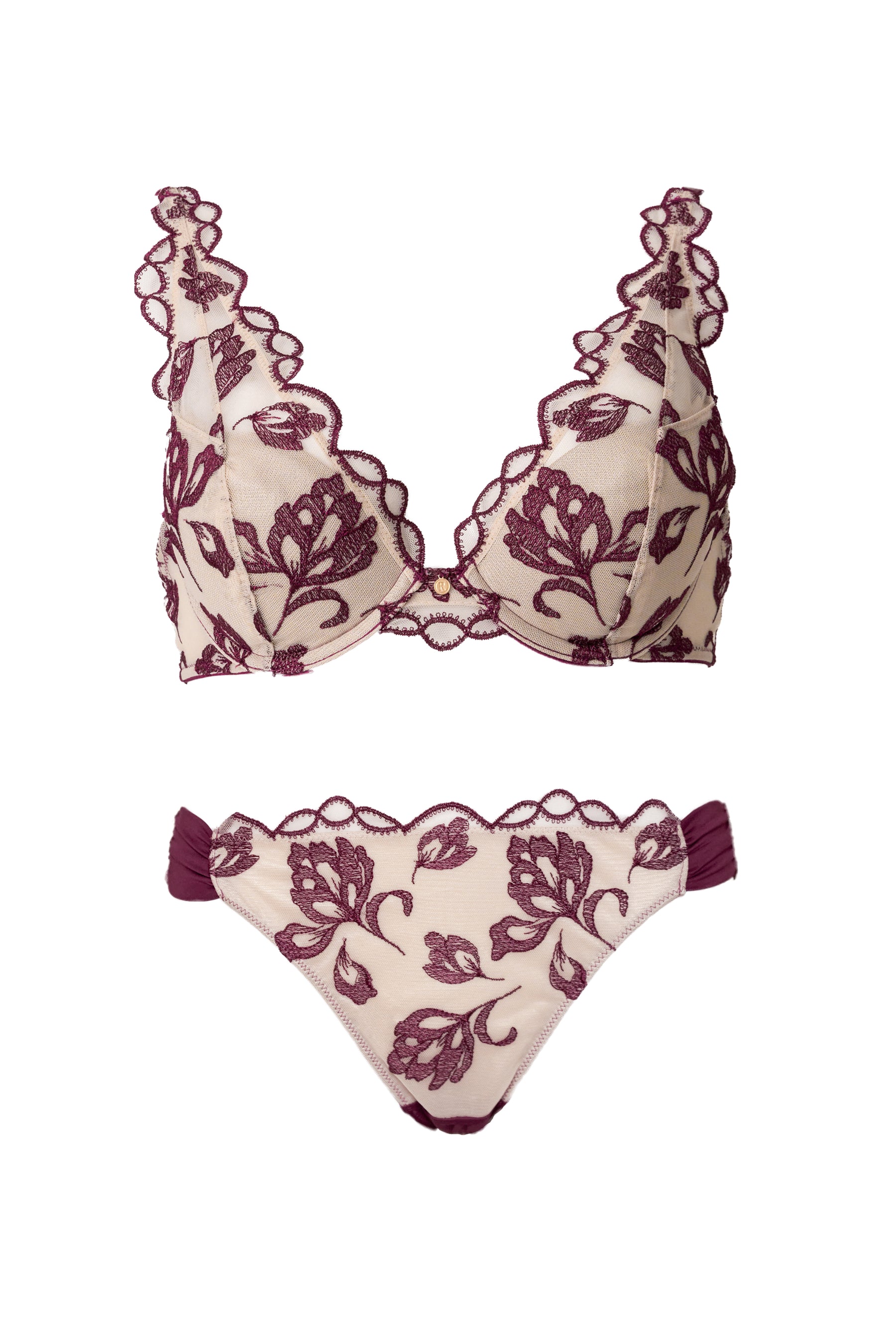 garnet】Magnolia Tulle Lace Bra Set
