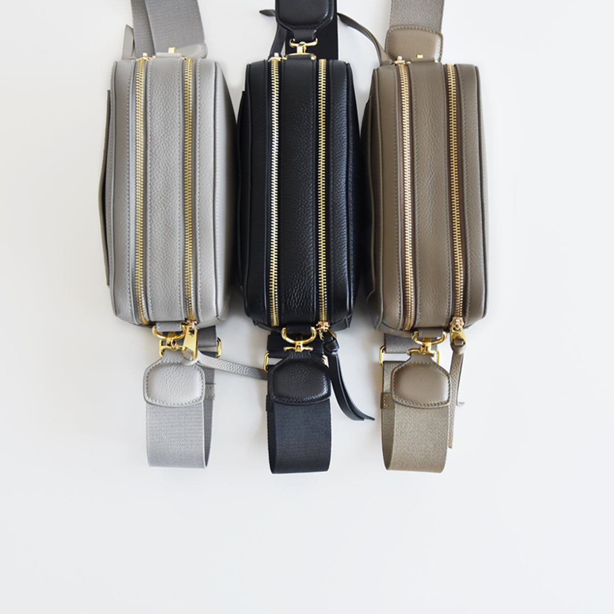 本革 ショルダーバッグ 斜めがけ ダブルジッパー レディース