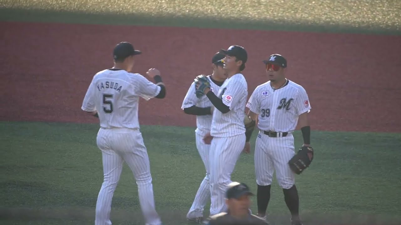 千葉ロッテ 9回表の横山投手と大下誠一郎 2023千葉ロッテ - YouTube