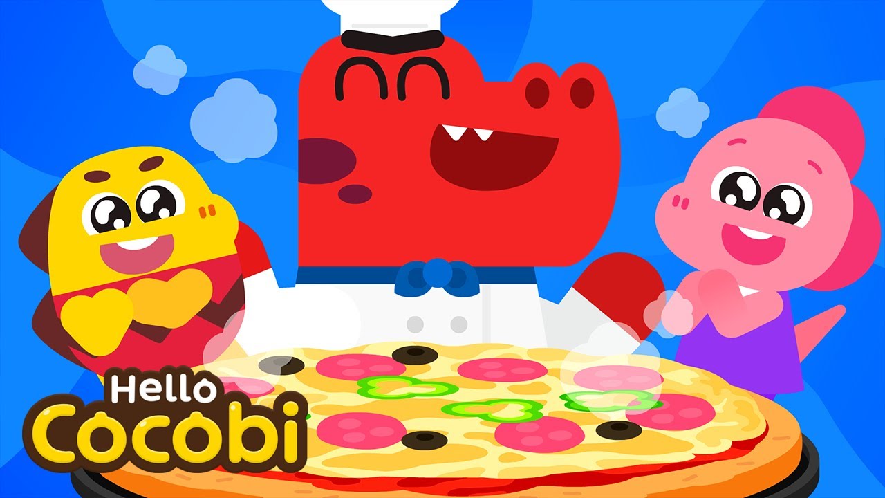 T-rex Pizza Chef 🍕Pizza Party with Tyrannosaurus Rex! | Nursery