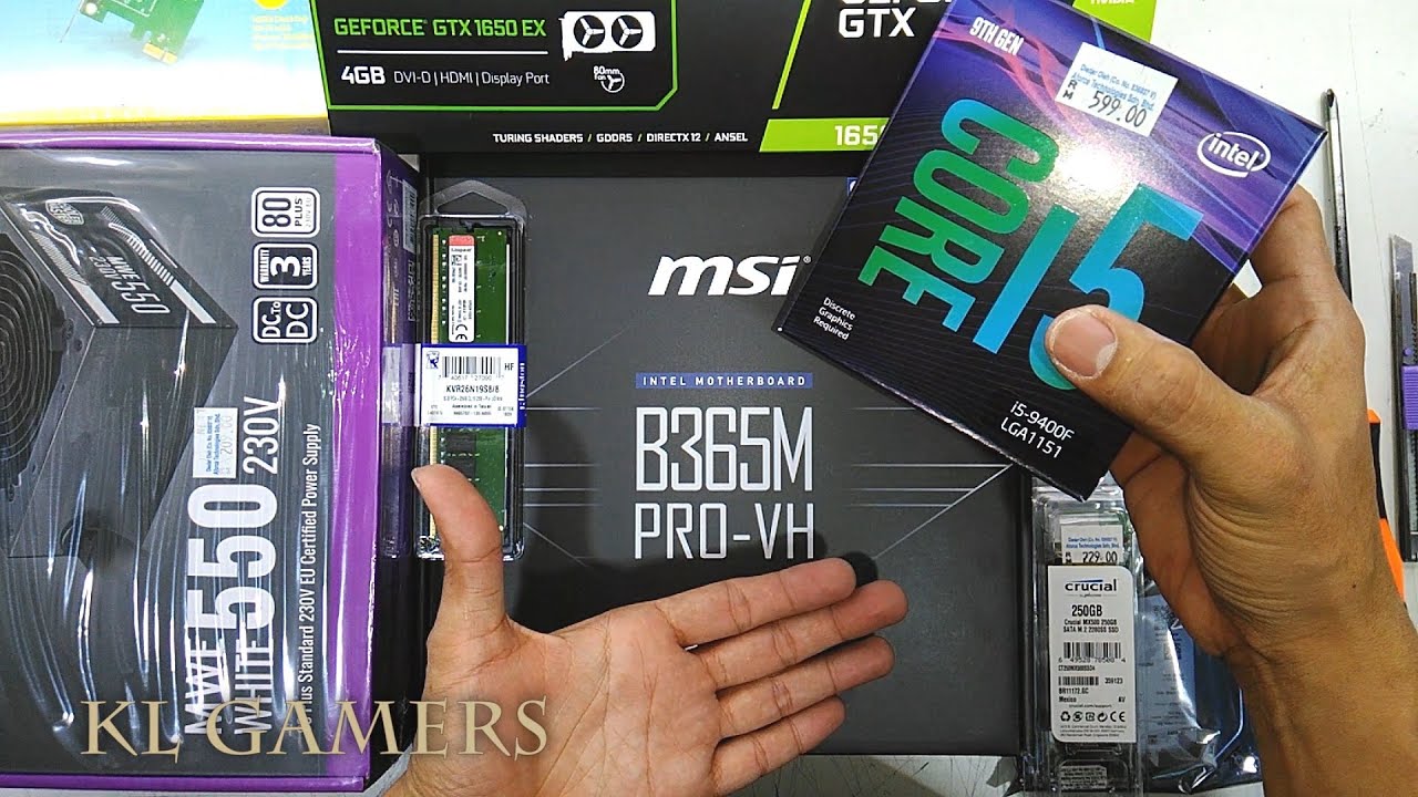 intel Core i5 9400F msi B365M PRO-VH Crucial SSD GTX 1650 MWE 550W