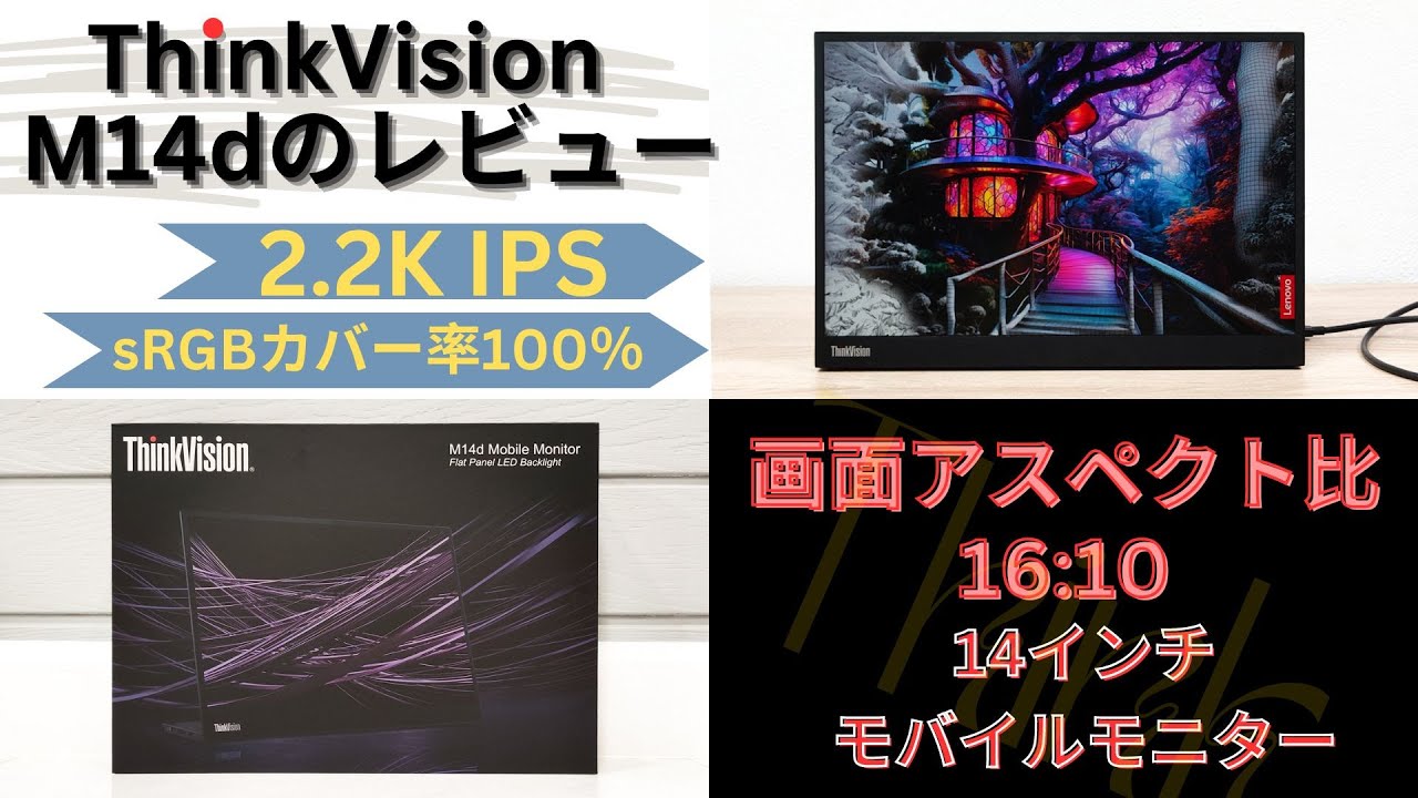 モバイルモニターLenovo ThinkVision M14dの購入レビュー - YouTube