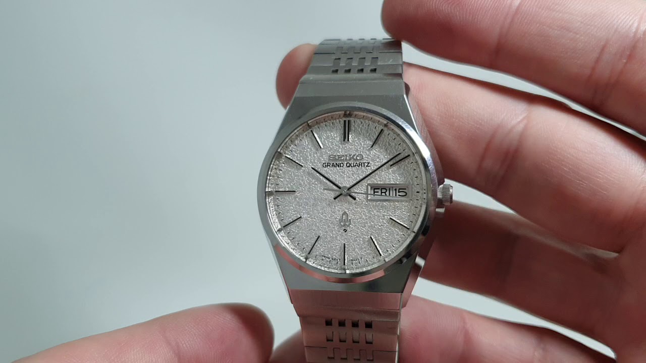 1977 Seiko Grand Quartz men's vintage watch with snowflake dial