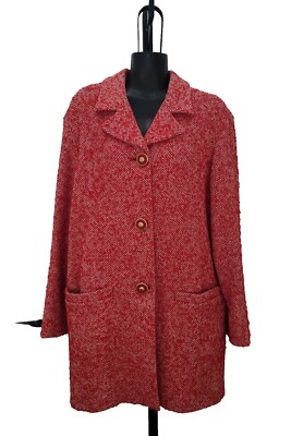 Versus Gianni Versace women's Red White Wool Tweed Jacket Coat US