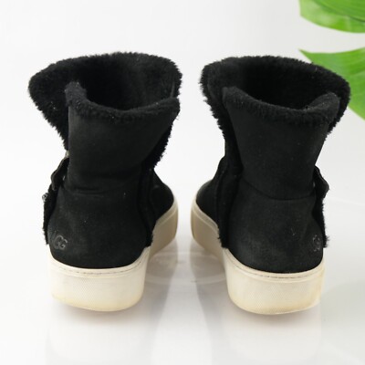Ugg Women's Aika Boot Sneaker Size 7.5 Black Suede Faux Sherpa Fur