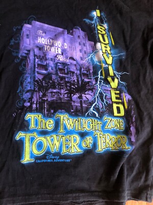 Vintage Disney Disneyland Tower Of Terror I Survived T Shirt Sz XS