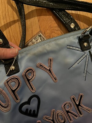 Coach Poppy NYC Destination Ombre Blue Satin Leather Skyline Glam