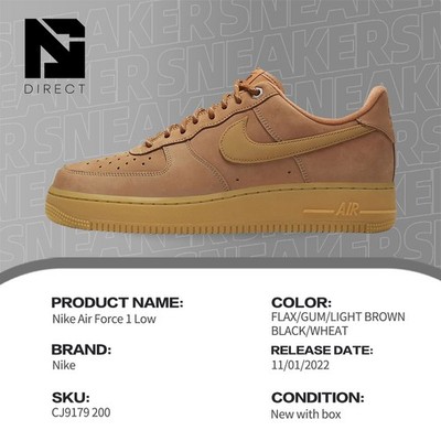Brand New Nike Air Force 1 Low Flax Wheat CJ9179-200 Men's Size