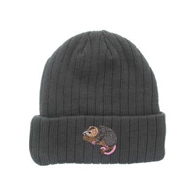 Opossum possum embroidered fleece beanie hat, insulated beanie | eBay