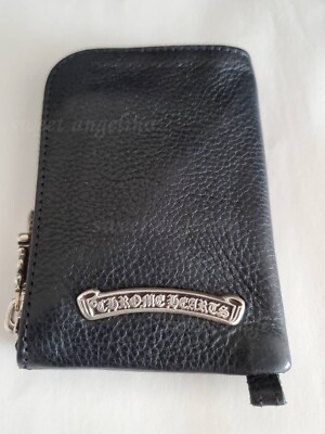 Chrome Hearts Tiny Zip Cemetery Cross Patch Wallet Black Heavy