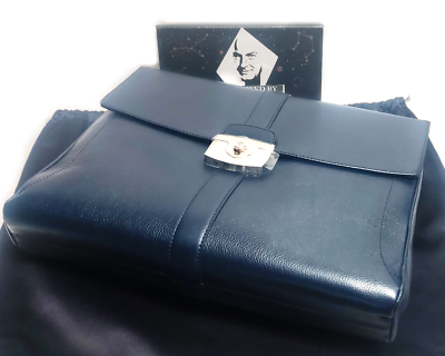 S.T. Dupont 181271 Line D Blue Grained Leather Single Gusset