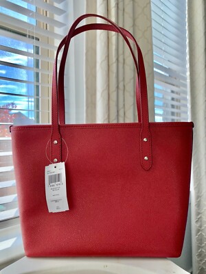 NWT COACH Mini Leather City Zip Tote Purse True Red 22967 | eBay