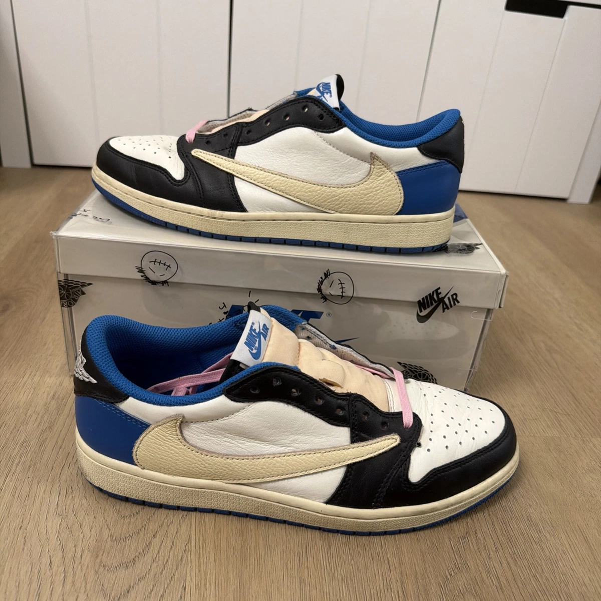 Jordan 1 Retro x Fragment Design x Travis Scott Low Blue for Sale