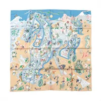 エルメス スカーフ シルク ブルー カレ90 PANTIN CITY パンタンシティ