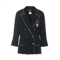 シャネル ココボタン 05C ウール ジャケット 46 レディース ブラック