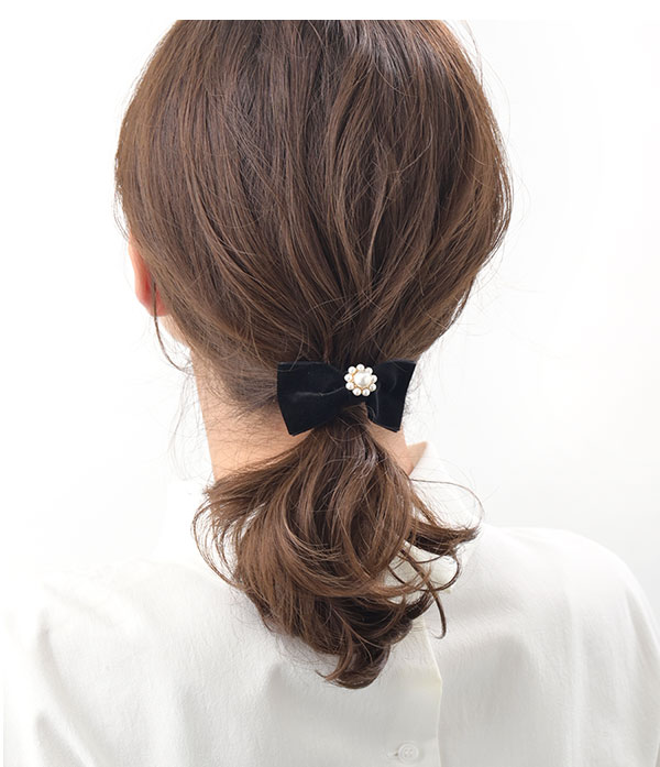 楽天市場】ヘアカフ ポニーフック ヘアゴム リボン ビジュー パール