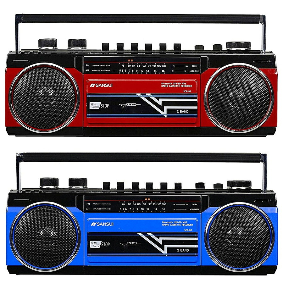 楽天市場】SANSUI レッド SCR-B2 RD カセットテープレコーダー レトロ