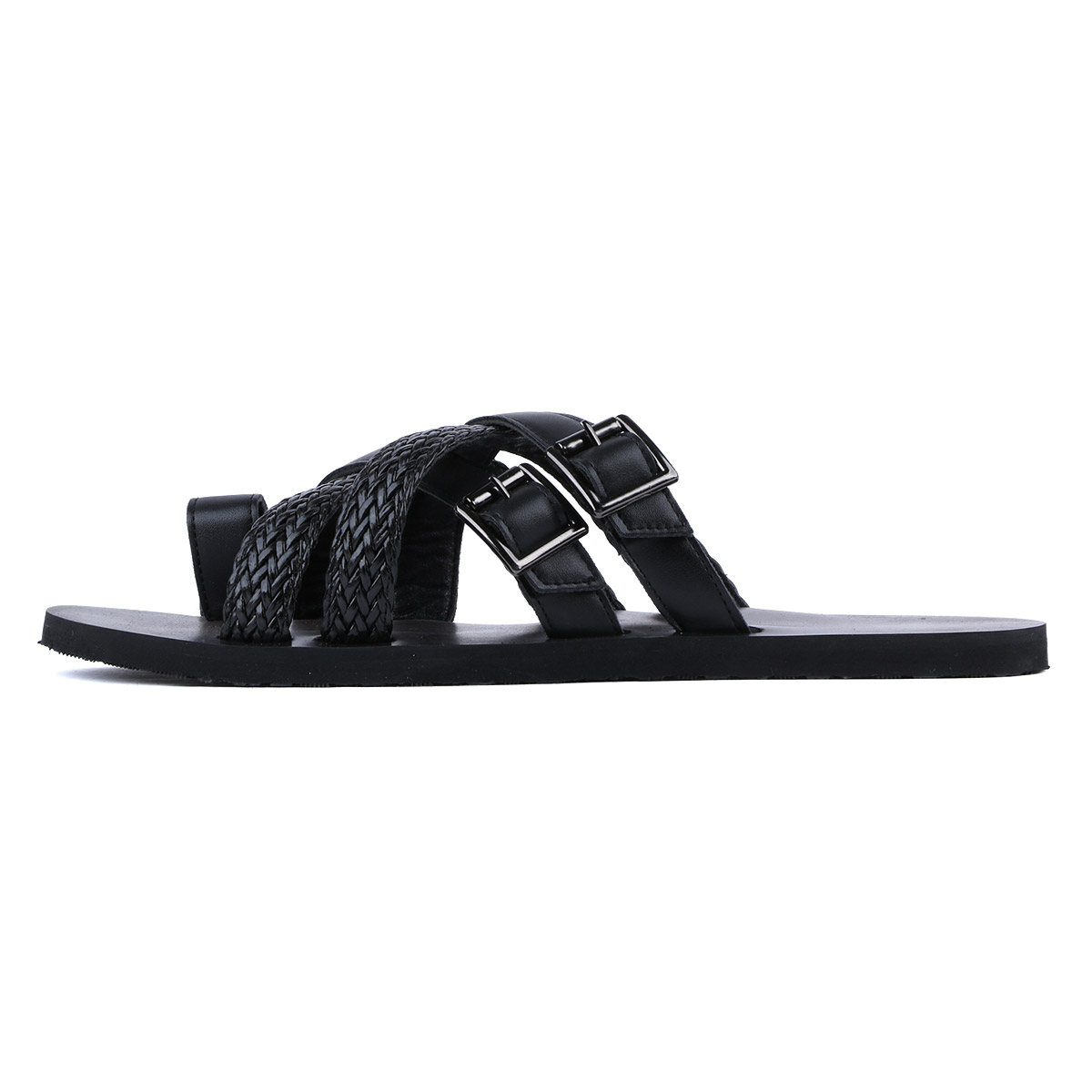 楽天市場】サンダル メンズ おしゃれ 革 レザー 黒 編み込み 親指