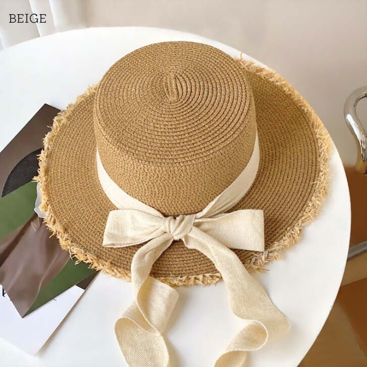 楽天市場】送料無料 カットオフリボンストローハット 帽子 夏 UV