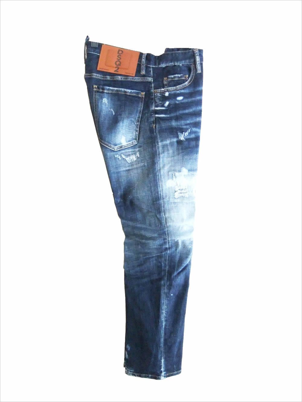Dsquared2 - DARK WHITE LINE WASH LONDON BRO JEANS ダメージ ワイド