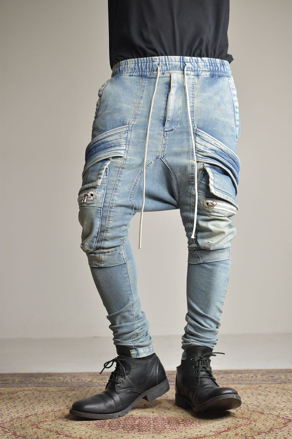 A.F ARTEFACT - Indigo Denim Cargo Sarouel Skinny