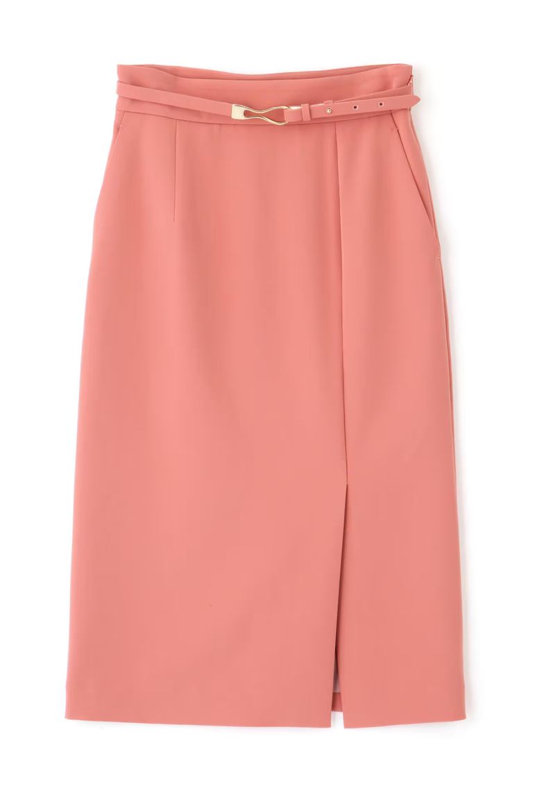 PINKY&DIANNE - ベルト付きタイトスカート (ピンク) / ポリエステル