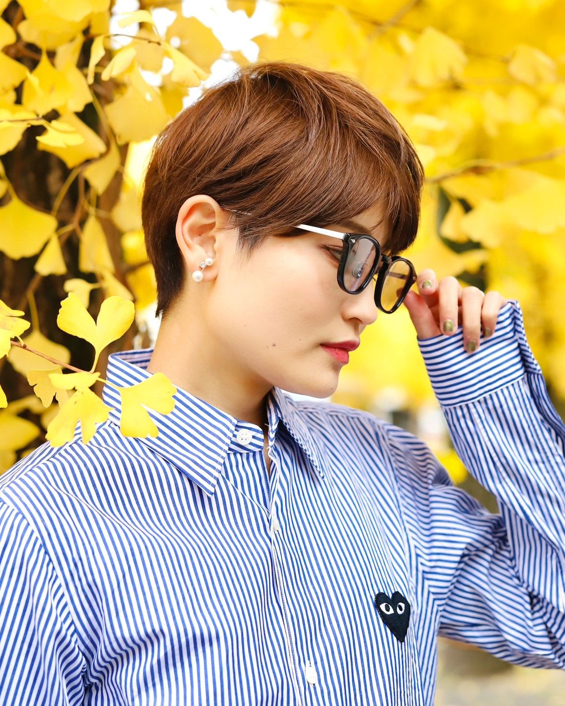 PLAY COMME des GARCONS レディース ストライプシャツstyle.2023.12.5