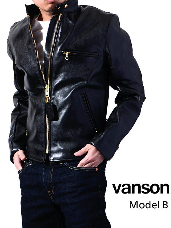 VANSON バンソン ライダースジャケット レザーライダース B メンズ 本