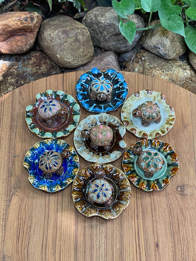 陶器 タートル お香立て・お皿付き【パヤカ オンラインショップ】