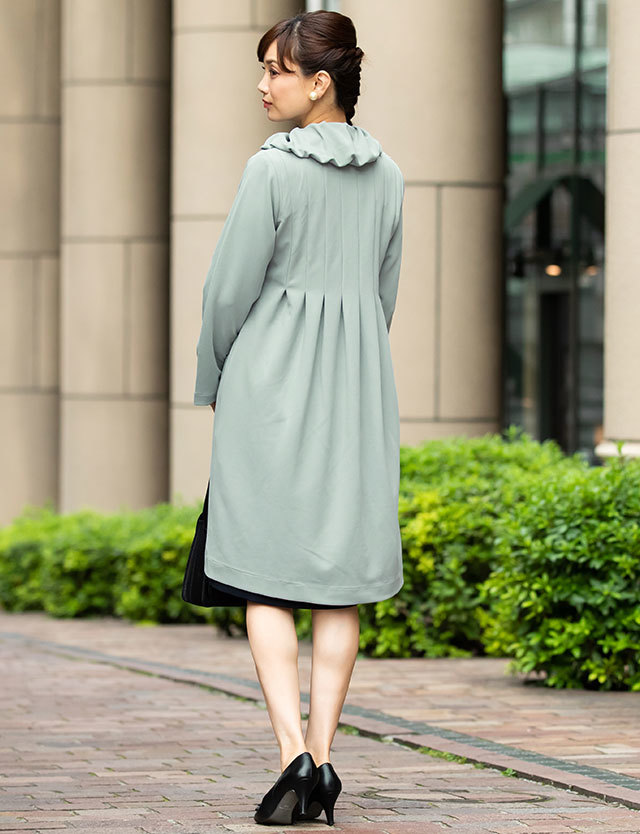 タックフレア ワンピースコート ダッカー付き 産前産後兼用 ママコート