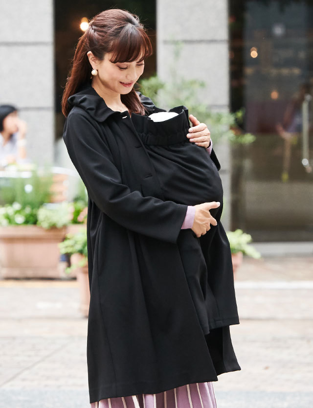 タックフレア ワンピースコート ダッカー付き 産前産後兼用 ママコート