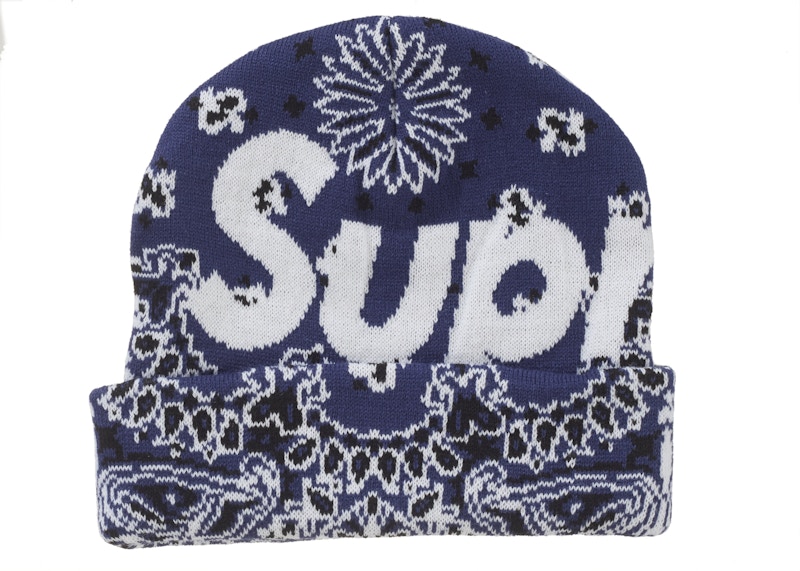 Supreme Bandana Big Logo Beanie Blue - FW24 - US