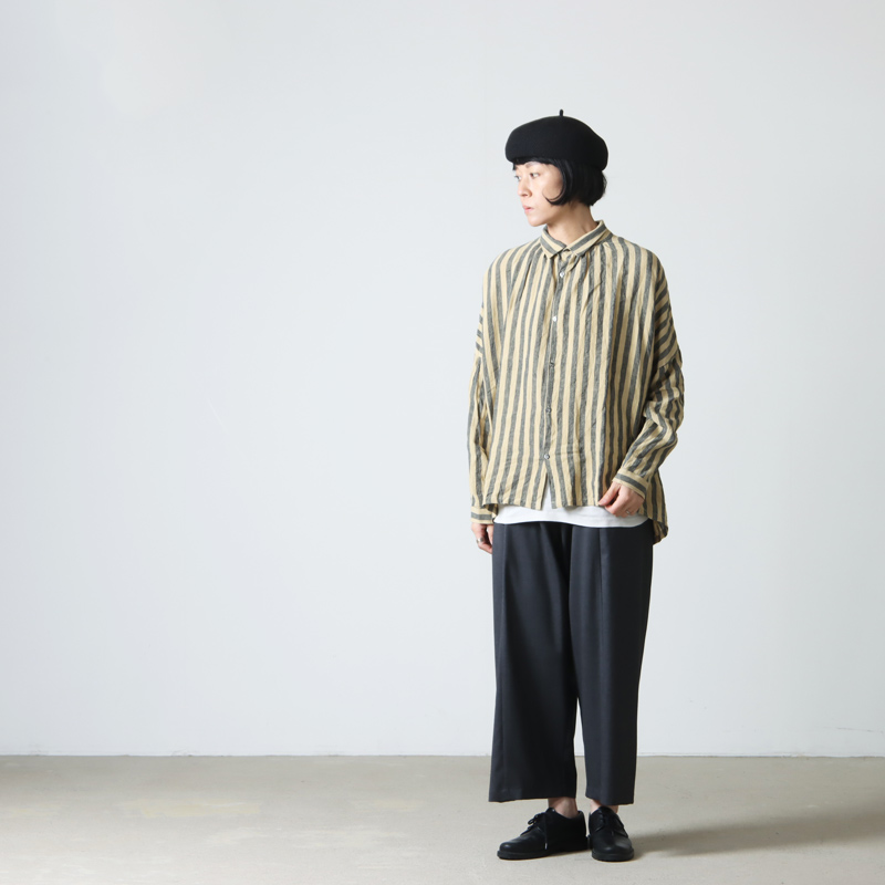 ICHI Antiquites (イチアンティークス) リネンazumadakiストライプシャツ