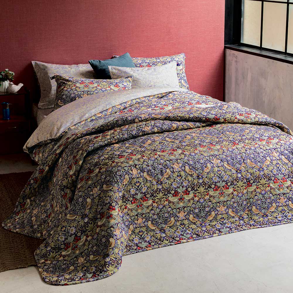 V&A ウィリアム・モリス いちご泥棒柄 ベッドスプレッド 通販 - ディノス