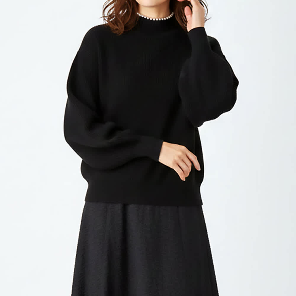 パールビーズ使い 畦編み ニットプルオーバー 通販 - ディノス