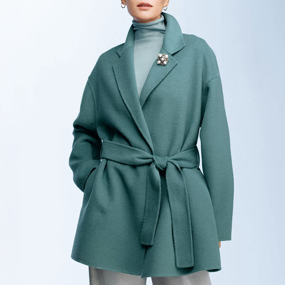 ウール混 リバー仕立て ハーフコート 通販 - ディノス