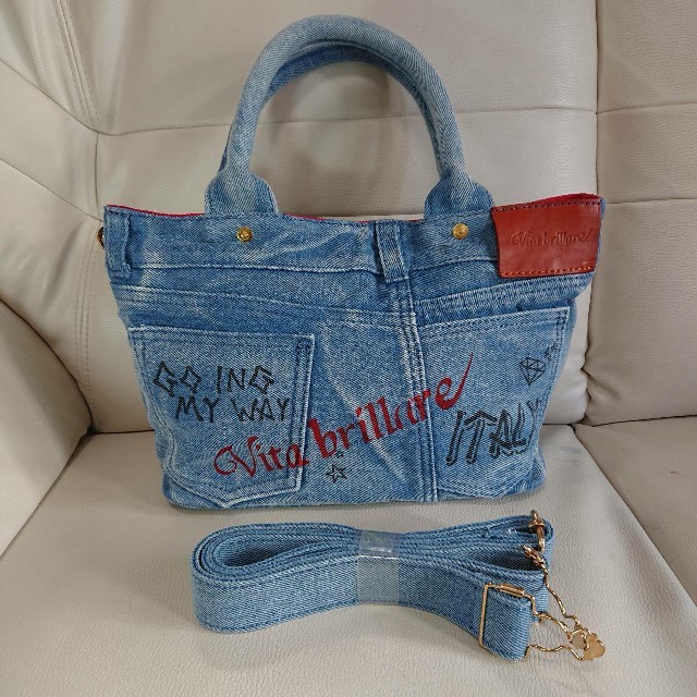 デニムリメイクバッグ 風S スタッズバッグ ライトブルー 全3カラー有り