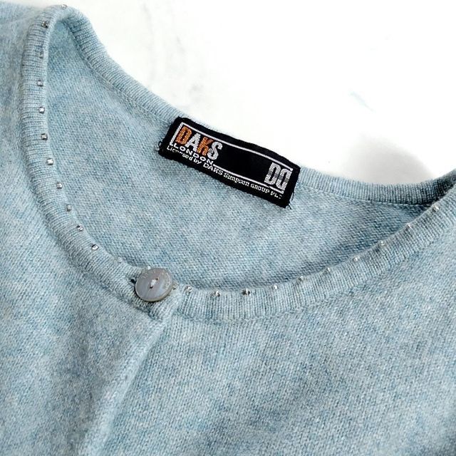 DAKS - ダックス アンサンブルニット くすんだ水色 ビーズ カシミヤ混