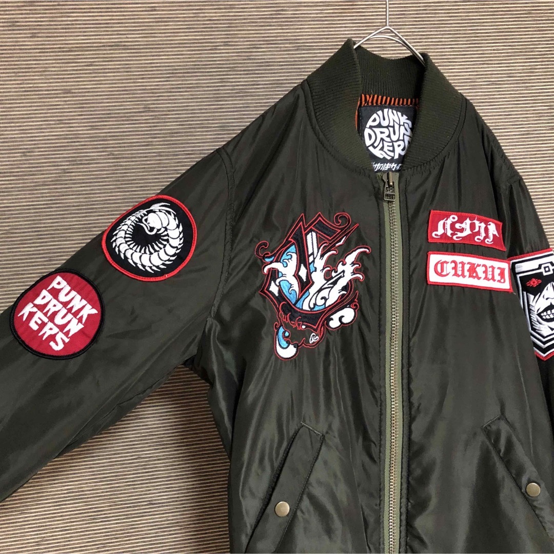 PUNK DRUNKERS - パンクドランカーズ】スカジャン MA1 カーキー ククイ