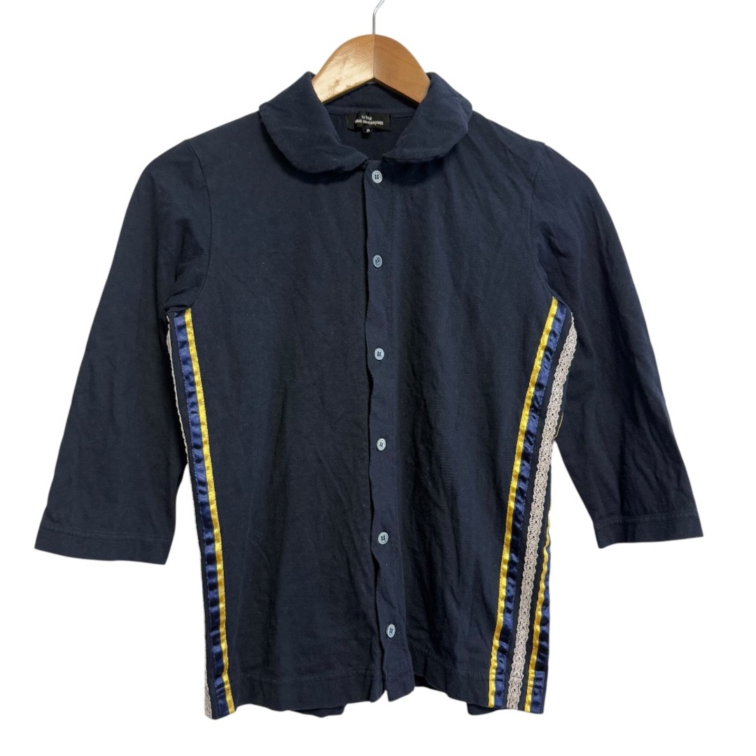 コムコム 定番ポリエステル丸襟ブラウスネイビー S