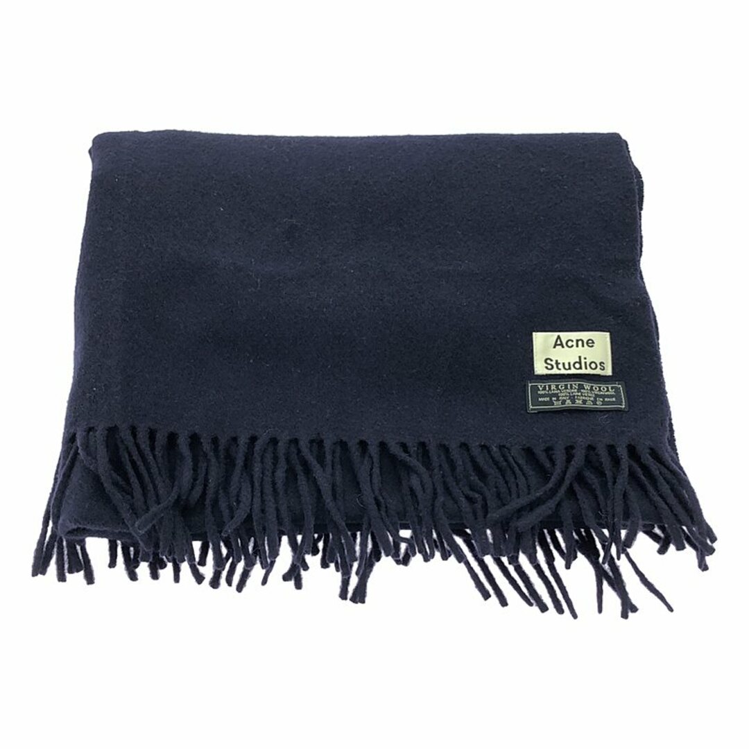 Acne Studios ネイビー マフラー フリンジ付き S1151013662 - 小物ポロ