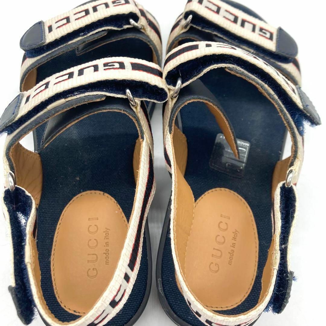 GUCCI - 【美品】GUCCI サンダル ストラップサンダル ストライプロゴ